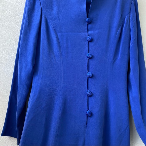 Vintage Silk Blue Dress - Picture 5 of 11